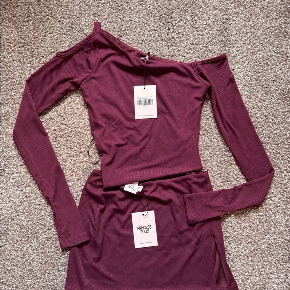 NWT Princes Polly Jails One Shoulder Set (Burgundy, Size: US 4 )